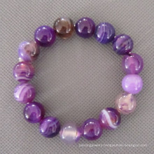 Round Purple Agate Bracelet, Stretch Bracelet (BP134)